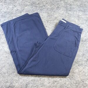 Copper Key Wide Leg Cropped Pants Women's 9 Blue Patch Pockets High Waist Casual